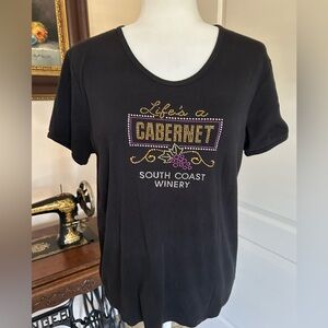 Black T-Shirt with Blingy Wine Theme